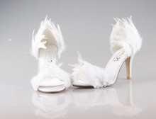 Free shipping 2015 new white Feathers sandals fashion two piece wedding shoes bridal shoes high heel
