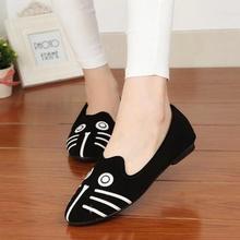 Tidal flat shoes with leather flat shoes cats and dogs Korean pattern