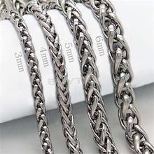 2014 New Arrival Casual Men Necklaces Silver Stainless Steel Braided Chains Necklaces Men 3 4 5 6mm Fashion Men Jewelry