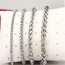 2014 New Arrival Casual Men Necklaces Silver Stainless Steel Braided Chains Necklaces Men 3 4 5