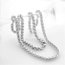 2014 New Arrival Casual Men Necklaces Silver Stainless Steel Braided Chains Necklaces Men 3 4 5