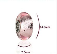 Wholesale Silver Foil Pink Murano Glass Beads Europe Fits Pandora Charm Bracelets Necklace Pendant For jewelry
