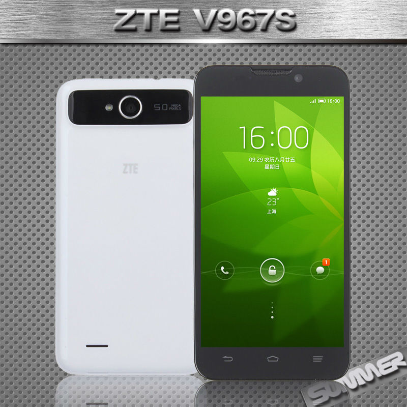 Original ZTE V967S Cell Phones 5Inch IPS Mtk6589 Quad Core 1GB RAM 4GB ROM 5mp GPS