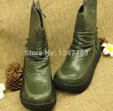 New fashion or Granny Chic Genuine Calf Leather Series National Flavor Short Boots Shoes Comfortable Footwear Bohemian Style