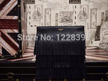 2014 new hot genuine leather tassel women day clutch ys clutch bag saints clutch leather original top quality