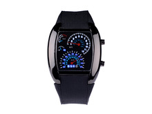 New Fashion Men Sport Watches LED Display Male Military Waterproof Watch Sports Car Meter Dial Silicone