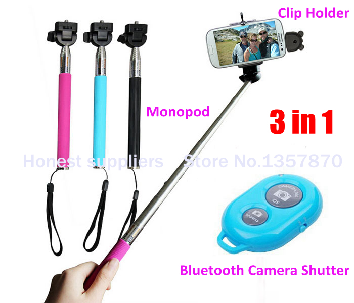 3 in 1 Extendable Handheld Camera Tripod Mobile Phone Monopod Wireless Bluetooth Self timer Remote Control