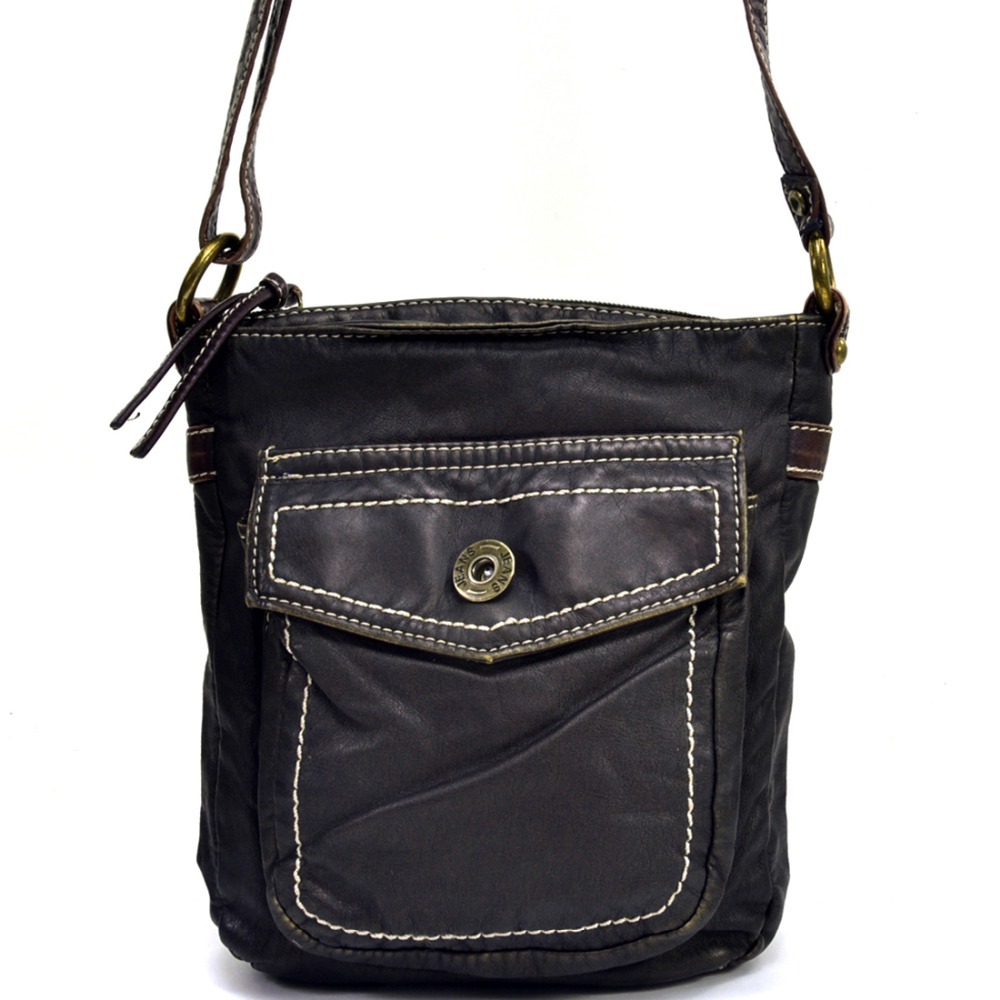 Distressed Jean Pocket Messenger Bag