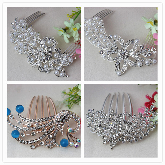 Mix 4PCS Fashion flower Bridal Women Hair Accessories Tuck Comb Wedding Jewelry Pearl Crystal Bridal Hair