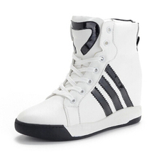 2014 New Brand Student Hidden Increasing Flat High Top Women Cavas Shoes Sneakers Platform Sneakers