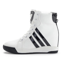 2014 New Brand Student Hidden Increasing Flat High Top Women Cavas Shoes Sneakers Platform Sneakers
