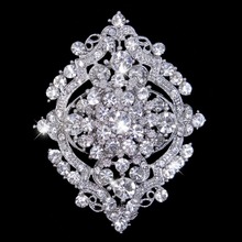 2 4 Wedding Bouquet Brooches Cute Flower Brooch Broach Pins Clear Rhinestone Crystals Costume Jewelry Free