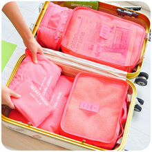 6pcs/set Korea Cute Travel Packing Organizers, 2014 Latest Portale Travel Mesh Bags Wash Cosmetic Bag Storage For Men/Women