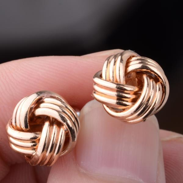 2014 New Design Love Knot Post Stud Earrings Gold Colour Filled Earring For Women Jewelry Free