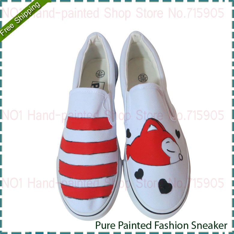 Red Fish Style Women s Fashionable Hand Painted Canvas Shoes Female Couple Casual Shoe Woman Street
