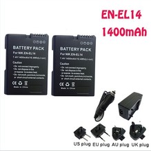 EN-EL14 Li-ion EN EL14 2pcs Batteries +EN-EL14 Charger +car charger for Nikon COOLPIX P7000 D3100 D5100 D5200 P7700 camera parts