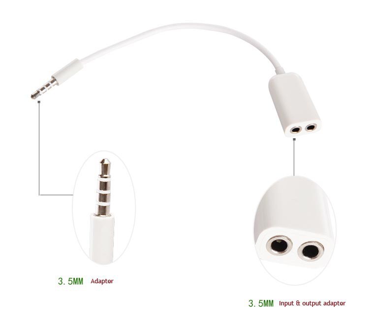 free shipping earphone divine cable 1 to 2 audio separate use 2 earphone earpod headset in