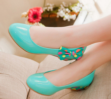 Free shipping 2014 fashion bow low to slope with spring candy color women’s pumps size 34-43.