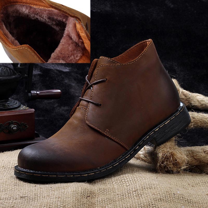 Free shipping 2014 Winter Boots Men Cotton padded Genuine Leather Shoes Best Quality Cow Leather Men