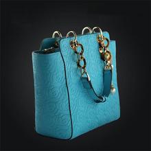 New 2015 Rose Pattern Women Handbag Fashion Women Leather Handbag Popular Shoulder Bag Genuine Leahter Tote