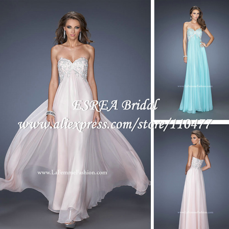 Appliqued Sweetheart Gorgeous High Waist Light Pink Long Chiffon Evening Dress For Pregnant Women HM603 New