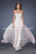 Appliqued Sweetheart Gorgeous High Waist Light Pink Long Chiffon Evening Dress For Pregnant Women HM603 New