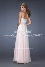 Appliqued Sweetheart Gorgeous High Waist Light Pink Long Chiffon Evening Dress For Pregnant Women HM603 New