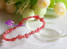 Genuine Natural Red Rhodochrosite Stretch Finished Bracelet Round beads 4mm Heart Beads 7mm Jewelry Beads Marriage 03471