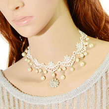 Fashion Bride Jewelry Rhinestone White Lace Necklace Z5T13