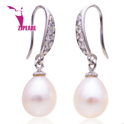 ZJPEARL ANGEL TEARS Natural Pearl Earrings Cultured Freshwater Pearls with 925 Silver Earring 2014 new
