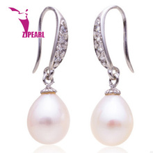 ZJPEARL  ANGEL TEARS Natural Pearl Earrings Cultured Freshwater Pearls with 925 Silver ,Earring 2014 new