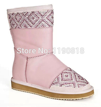 2014 new fashion women diamonds fur snow boots thick bottom leather ankle boot