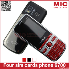 Unlocked Quad Band 4 SIM Card Call Phone 6700 TV Phone with Russian Keyboard Four SIM