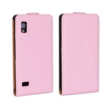 Phone accessory mobile flip case cover+screen protector genuine leather cover for lg optimus L9 P760