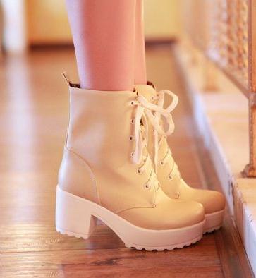Fall 2014 fashion Martin boots non slip bottom thick high heeled boots locomotive female boots free