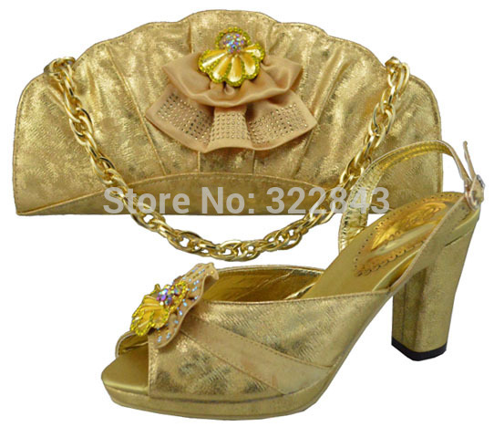 New Arrival open toe heels Italian fashion women shoes and bag set for wedding and party