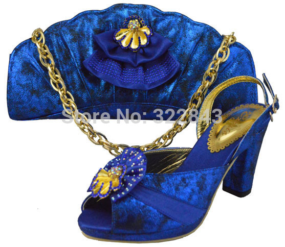 Italian shoes and bags series1308 45 royal blue Hot sale Italian style ladies heel shoes and