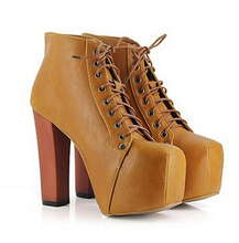 Free shipping Fashion Women Ladies 4 Color Lita platforms high heels Lace Up boots Ankle shoes size 35-40