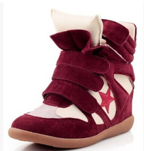 Factory Direct Sales Autumn Isabel Marant Fashion Wedge Sneakers Leather PU Height Increasing 6cm Women s