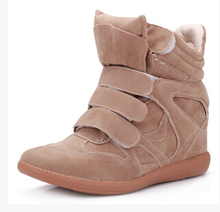 Factory Direct Sales Autumn Isabel Marant Fashion Wedge Sneakers Leather PU Height Increasing 6cm Women s