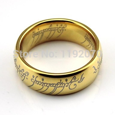 Classic 18K Gold Plated High Polished with Laser Engraving quot The Lord Of The Rings quot