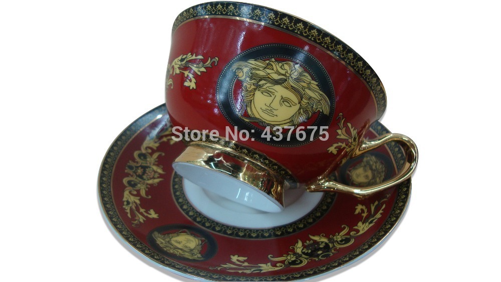 Luxurious Bone China Coffee Cup Saucer Tea Cup and Saucer Set Fine Porcelain Teaset 220ml 