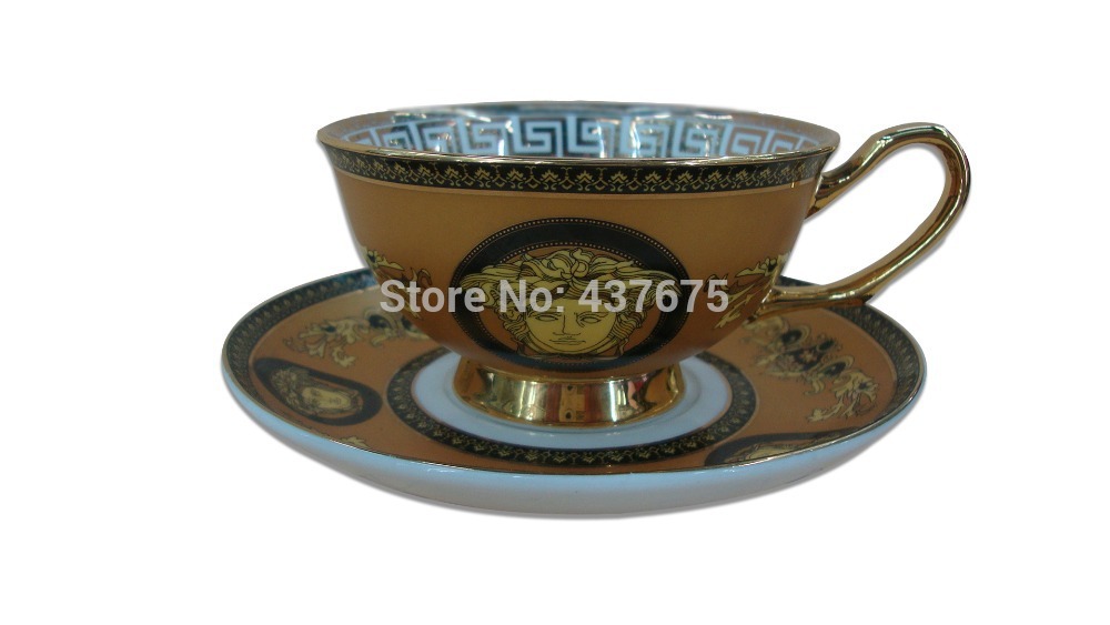 Luxurious Bone China Coffee Cup Saucer Tea Cup and Saucer Set Fine Porcelain Teaset 220ml