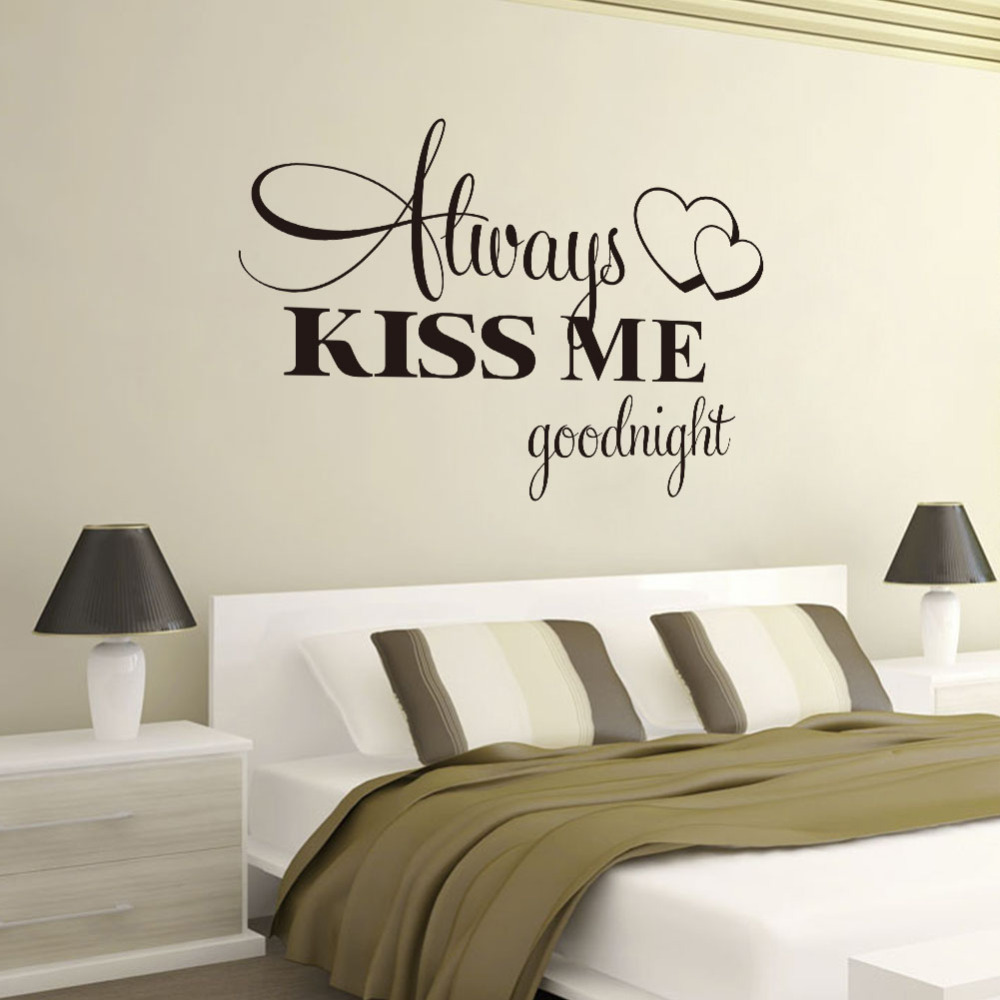2014 New Design Wall Stickers Bedroom Quotes Alway Kiss Me Goodnight ...