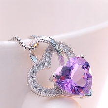 2015 Collares Jewelry Natural Amethyst Cupid Of Love 925 Necklace Female Short Clavicle Accessories Pendant Fashion