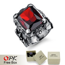 OPK Brand Design Royal Square Ruby Rings for Men Inlaid Austria AAA Zircon Top Grade Unique