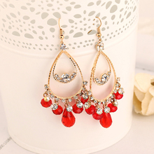 Factory production of foreign trade fashion jewelry droplets crystal girl sexy earrings top sell gold drop