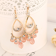 Factory production of foreign trade fashion jewelry droplets crystal girl sexy earrings top sell gold drop