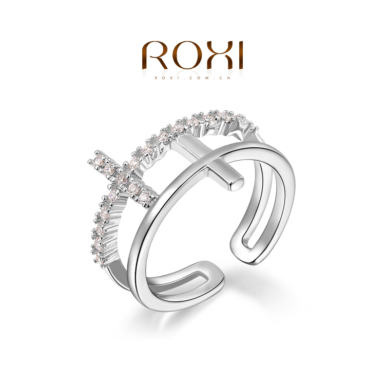 ROXI Delicate Cross ring rings platinum and Rhodium plated with AAA zircon free shipping Micro Inserted