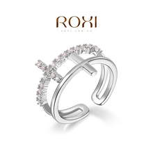 ROXI Delicate Cross ring rings platinum and Rhodium plated with AAA zircon,free shipping ,Micro-Inserted Jewelry1010034